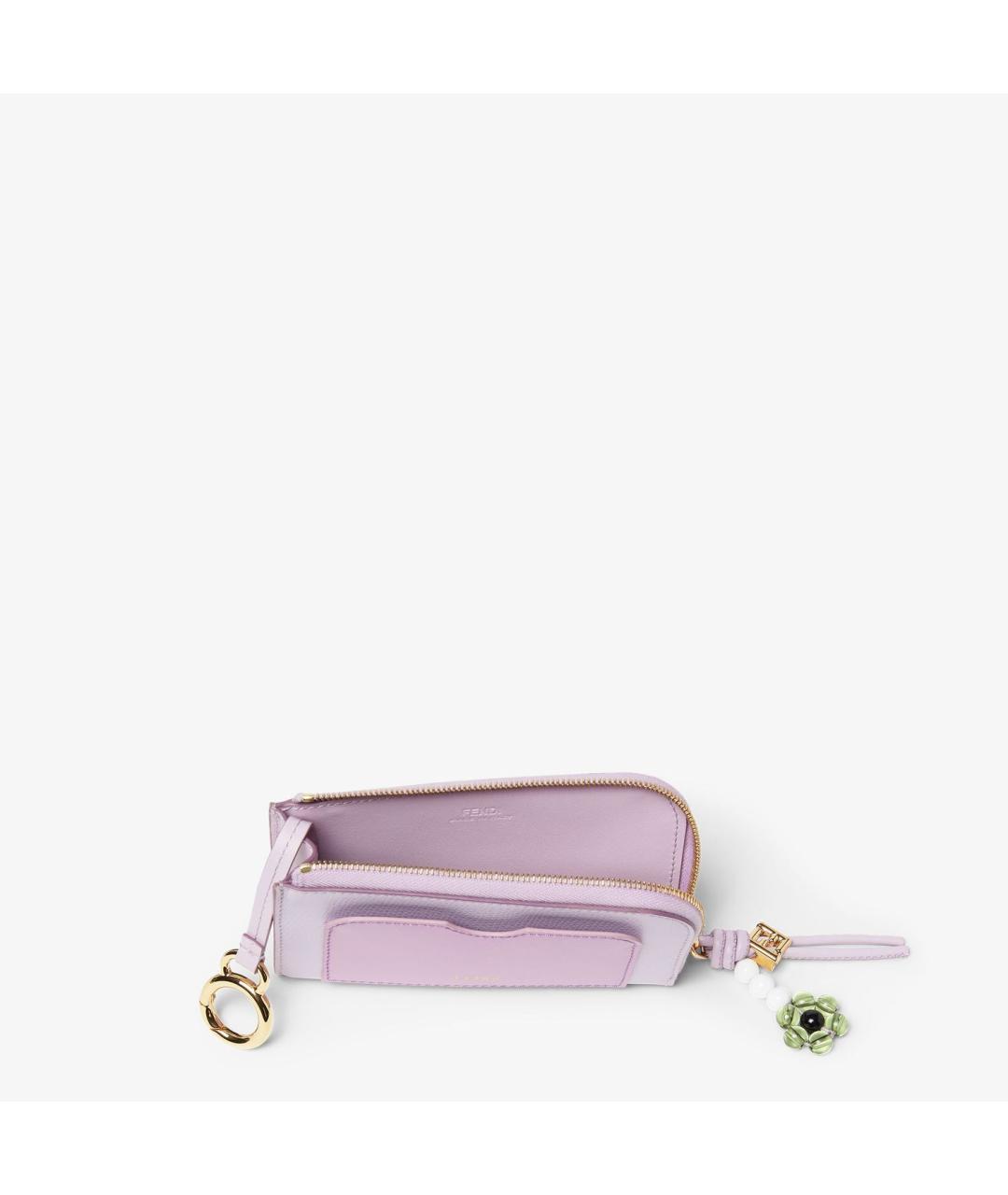FENDI Фиолетовый кожаный кардхолдер, фото 2