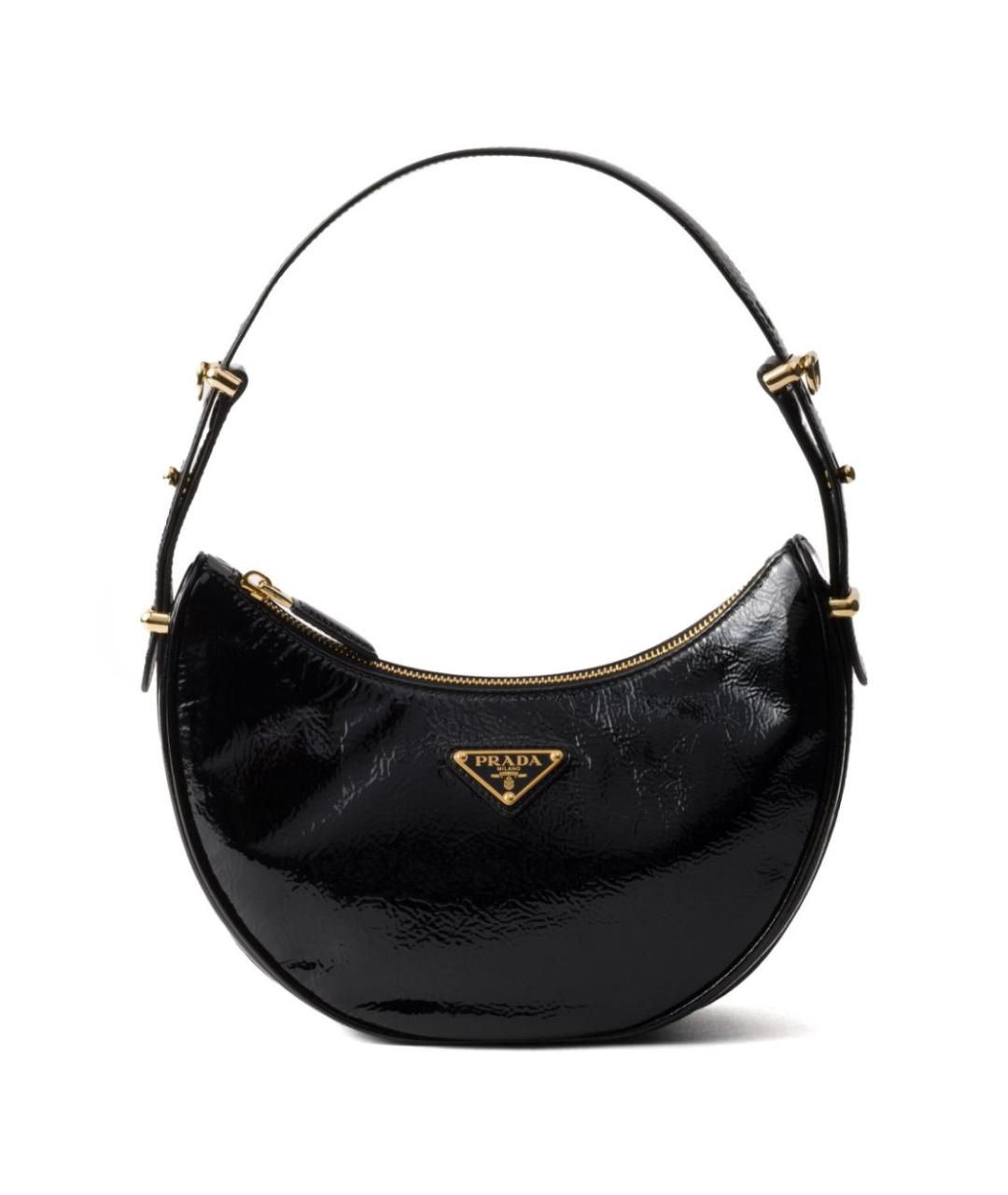 PRADA Черная сумка через плечо из лакированной кожи, фото 1