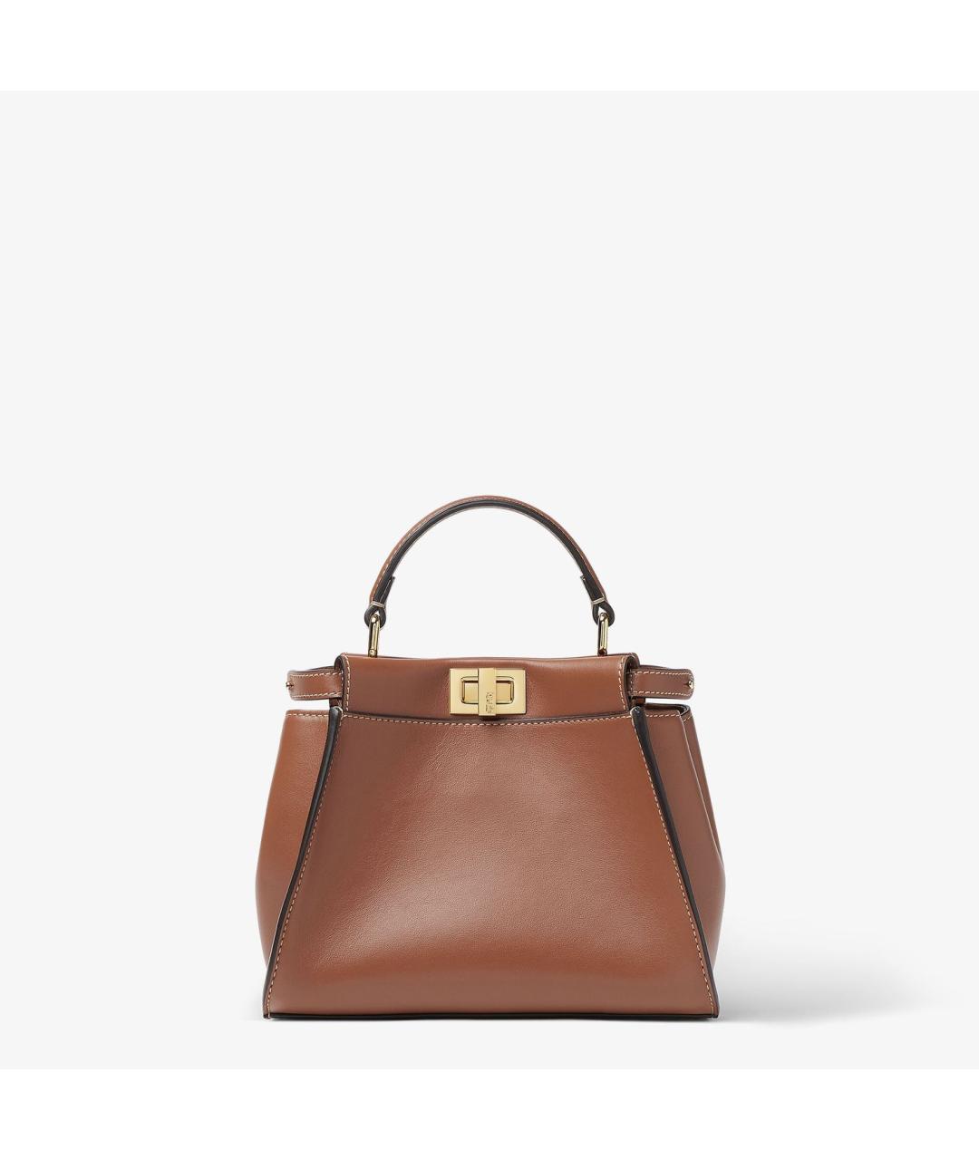 FENDI Коричневая кожаная сумка тоут, фото 5