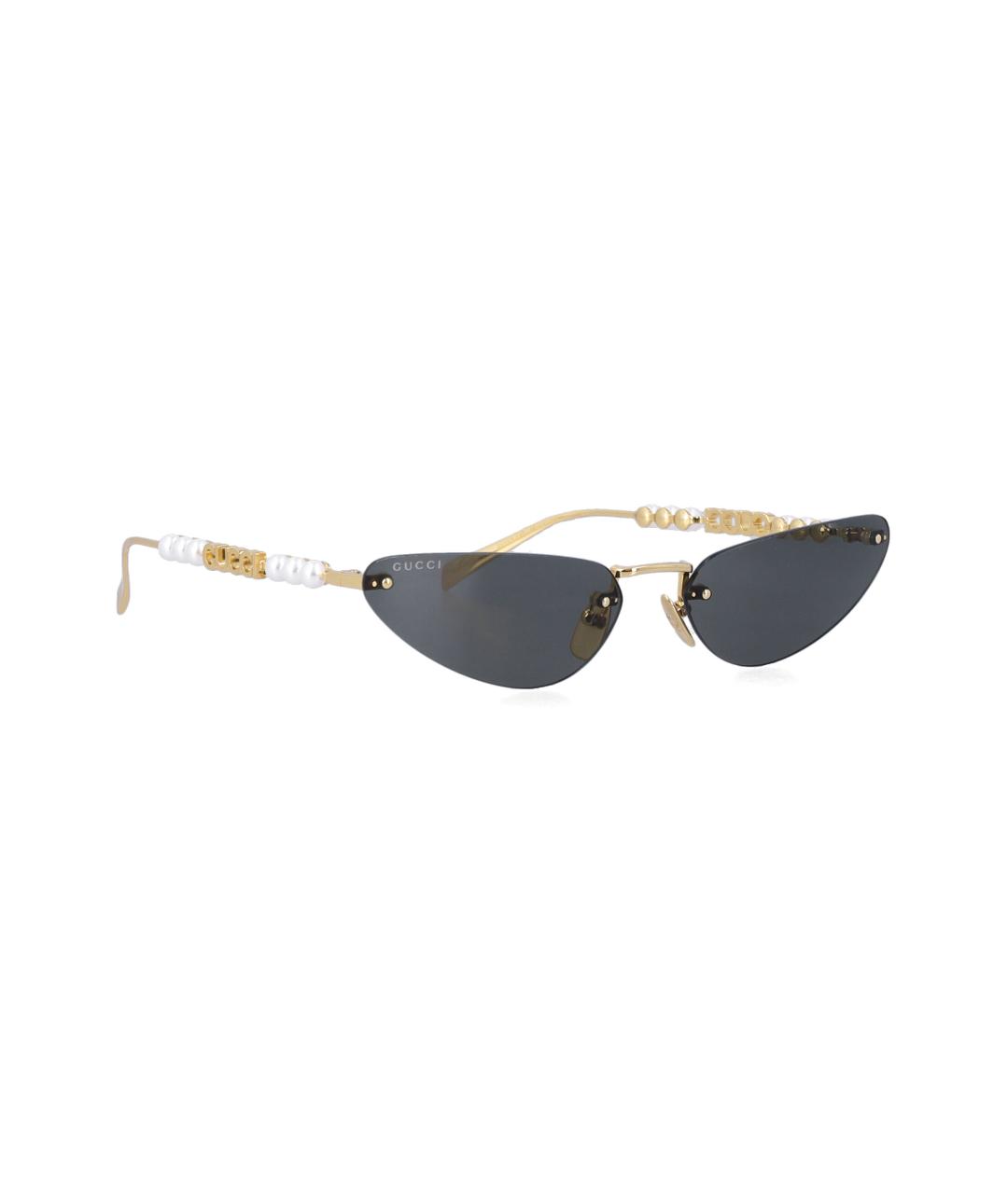 GUCCI Золотые металлические солнцезащитные очки, фото 1