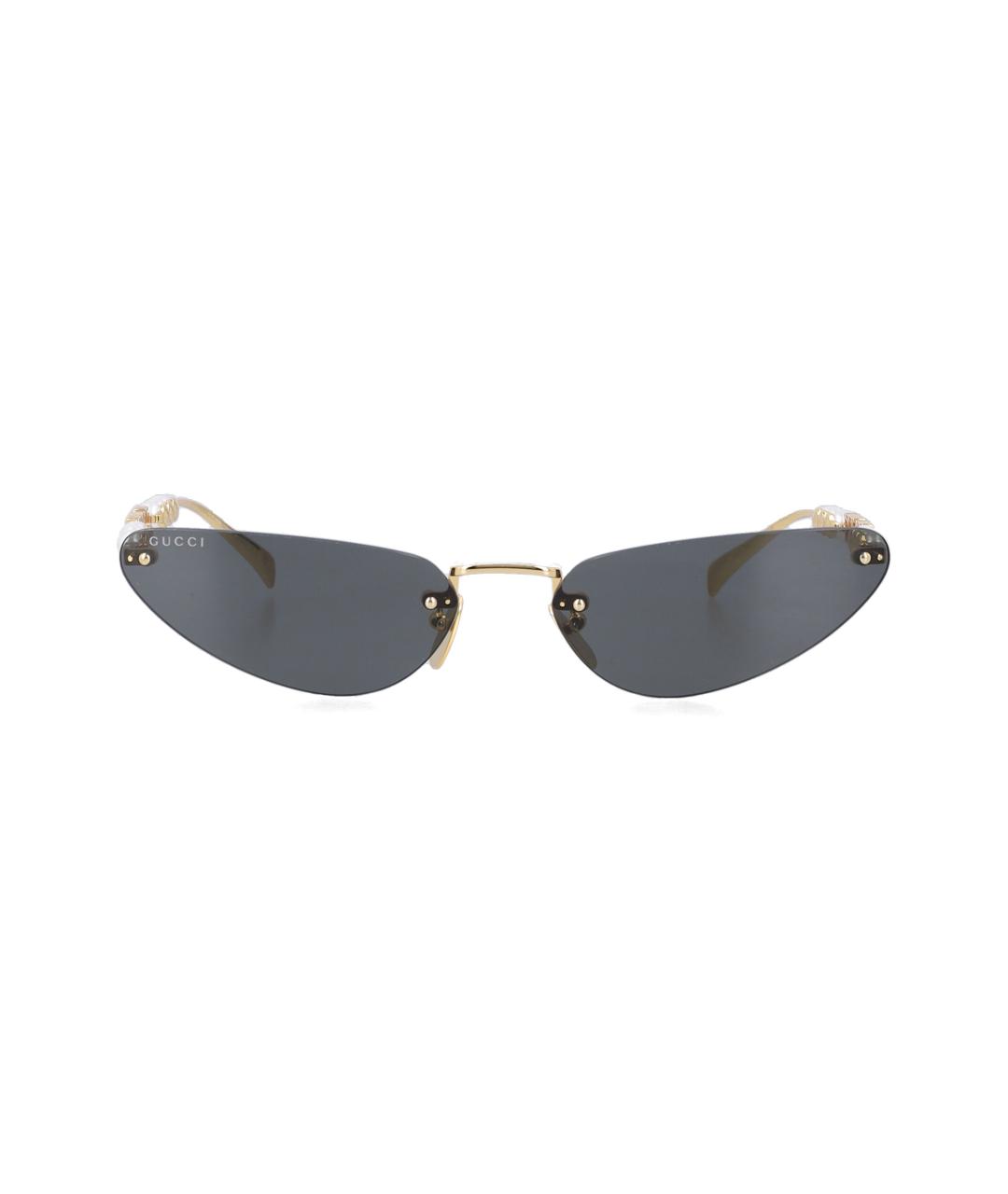 GUCCI Золотые металлические солнцезащитные очки, фото 2
