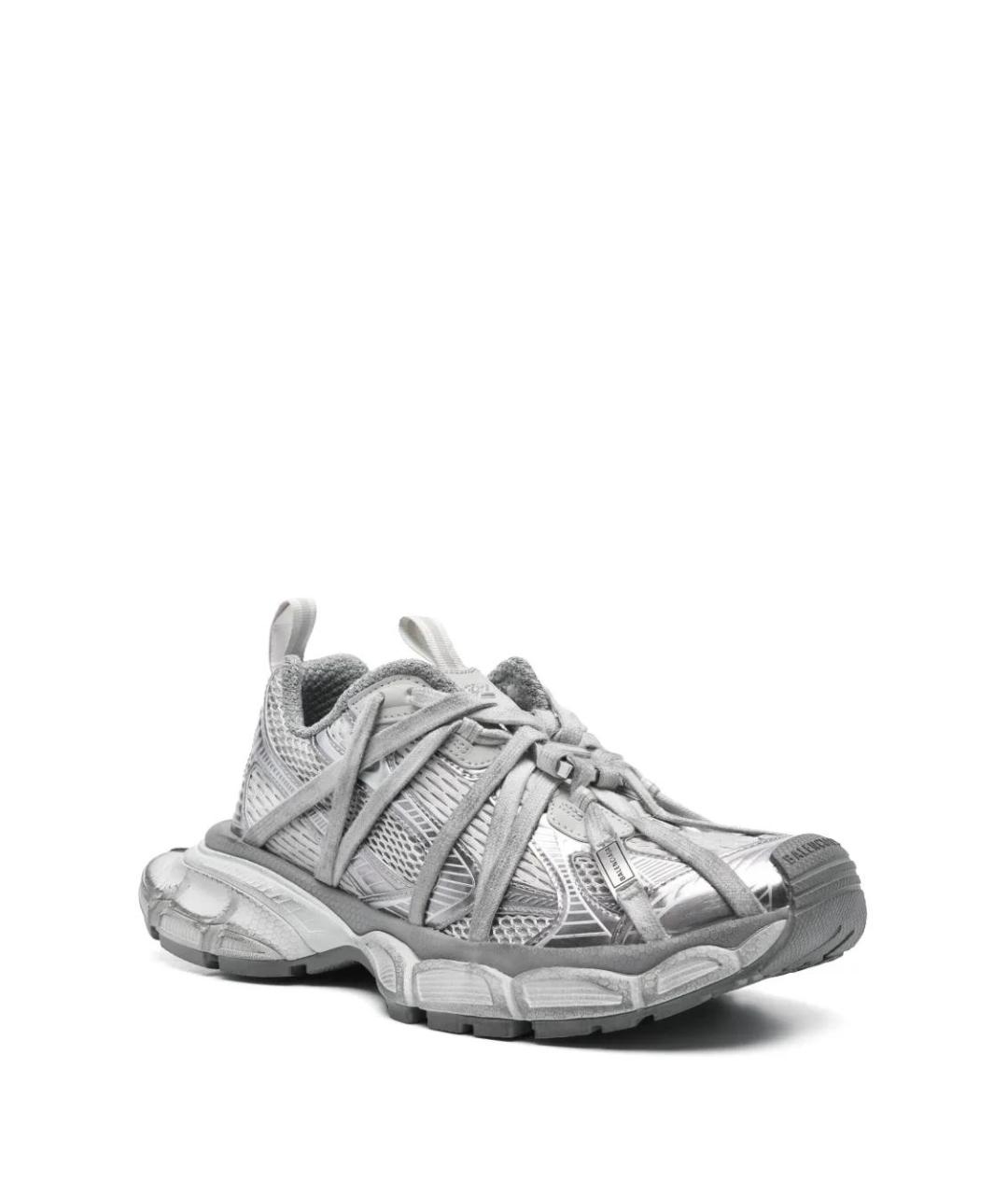 BALENCIAGA Серебряные текстильные кроссовки, фото 2