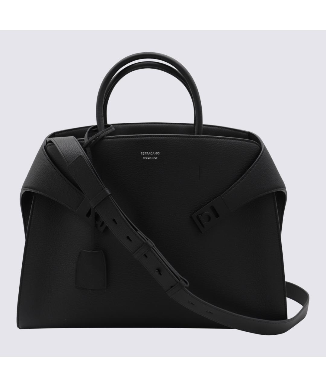 FERRAGAMO Черная кожаная сумка на плечо, фото 3
