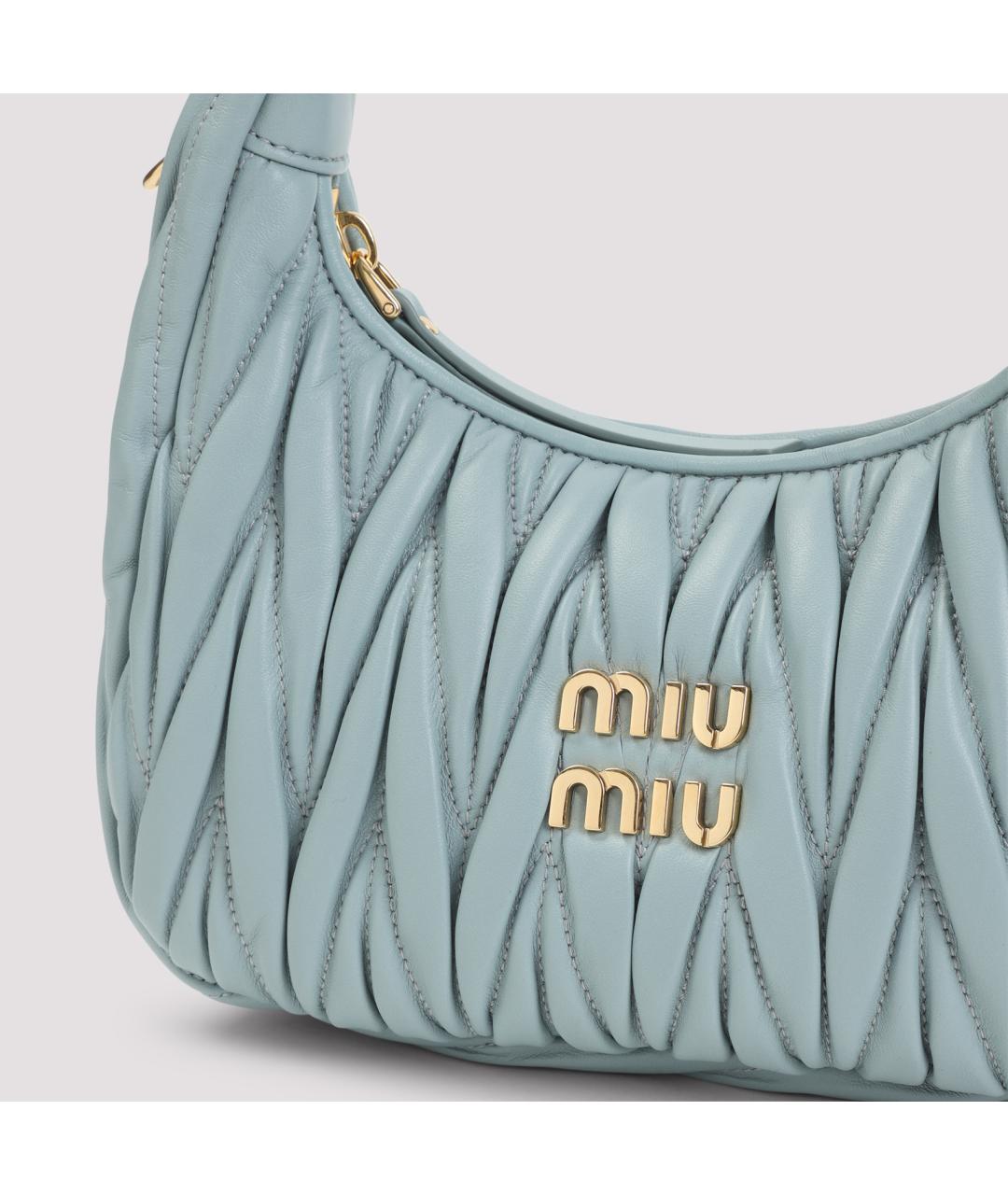 MIU MIU Синяя кожаная сумка с короткими ручками, фото 3