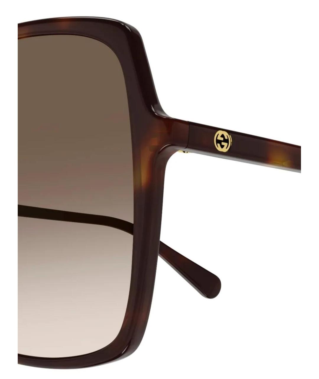 GUCCI Коричневые пластиковые солнцезащитные очки, фото 3