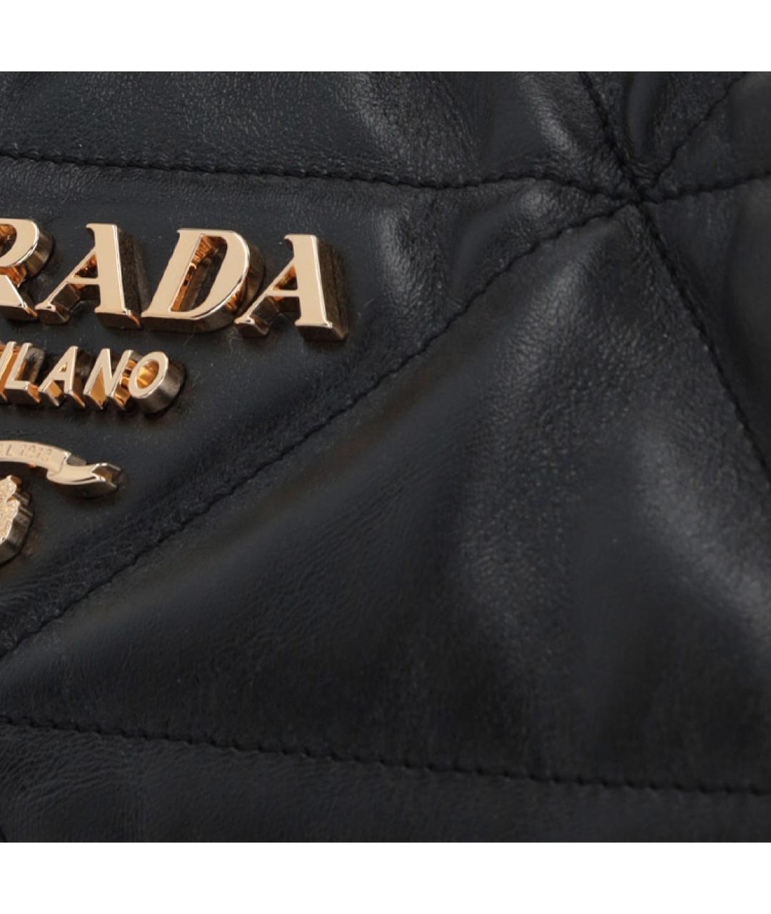 PRADA Черная кожаная сумка с короткими ручками, фото 4