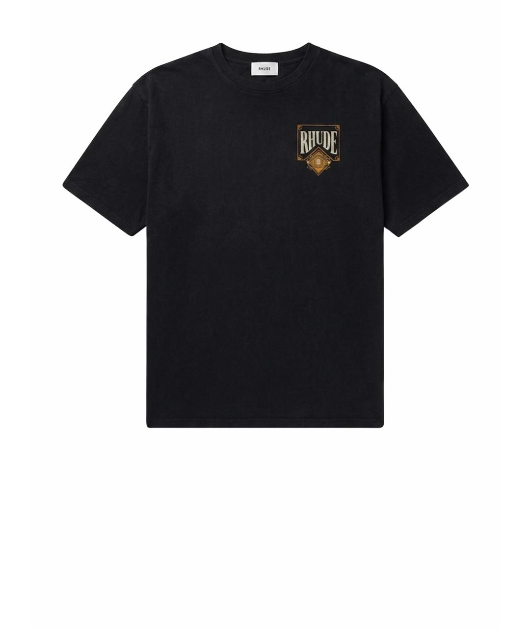 RHUDE Черная хлопковая футболка, фото 1