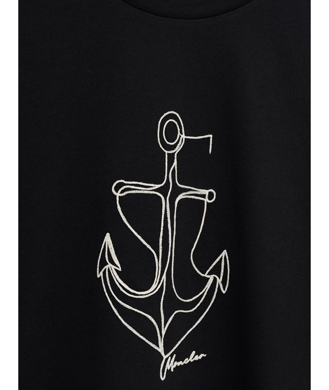 MONCLER Темно-синяя хлопковая футболка, фото 3