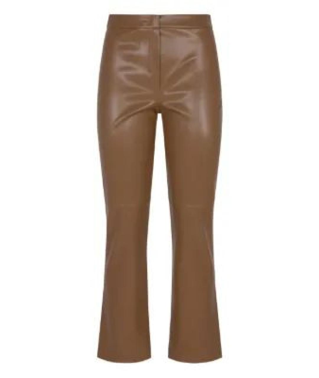 'S MAX MARA Коричневые кожаные прямые брюки, фото 2