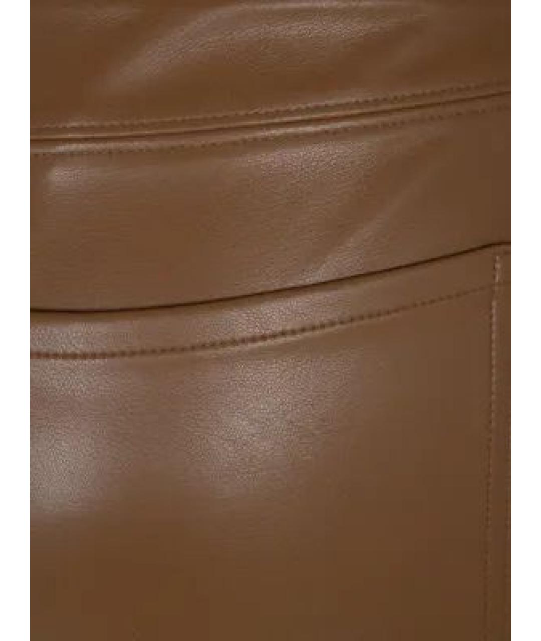 'S MAX MARA Коричневые кожаные прямые брюки, фото 4