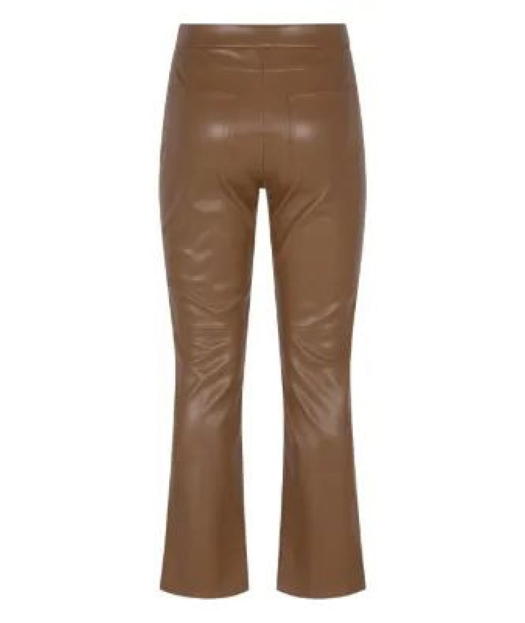 'S MAX MARA Коричневые кожаные прямые брюки, фото 3
