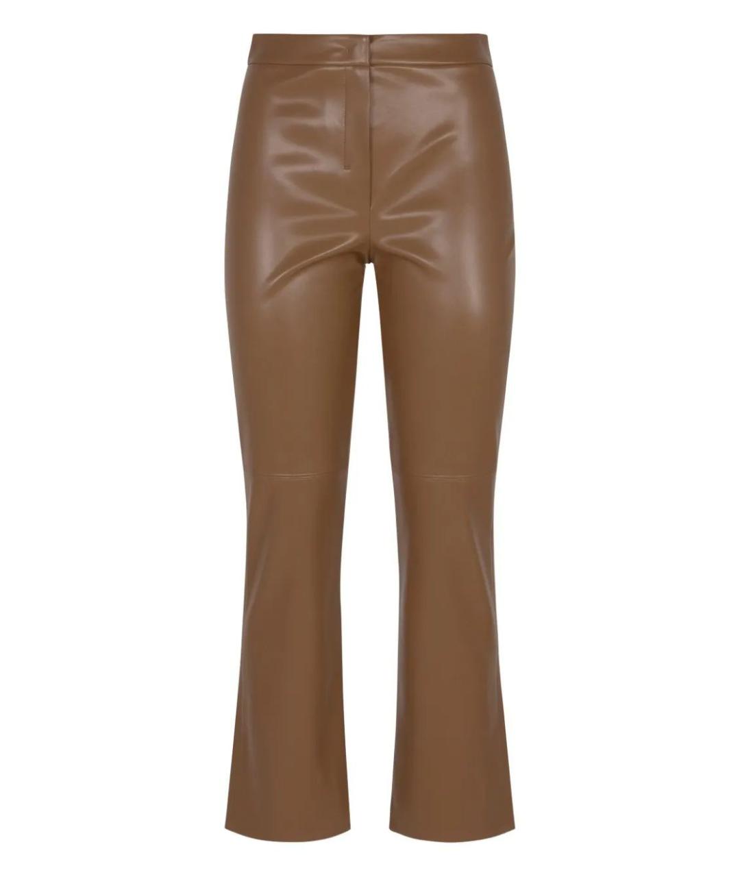 'S MAX MARA Коричневые кожаные прямые брюки, фото 1