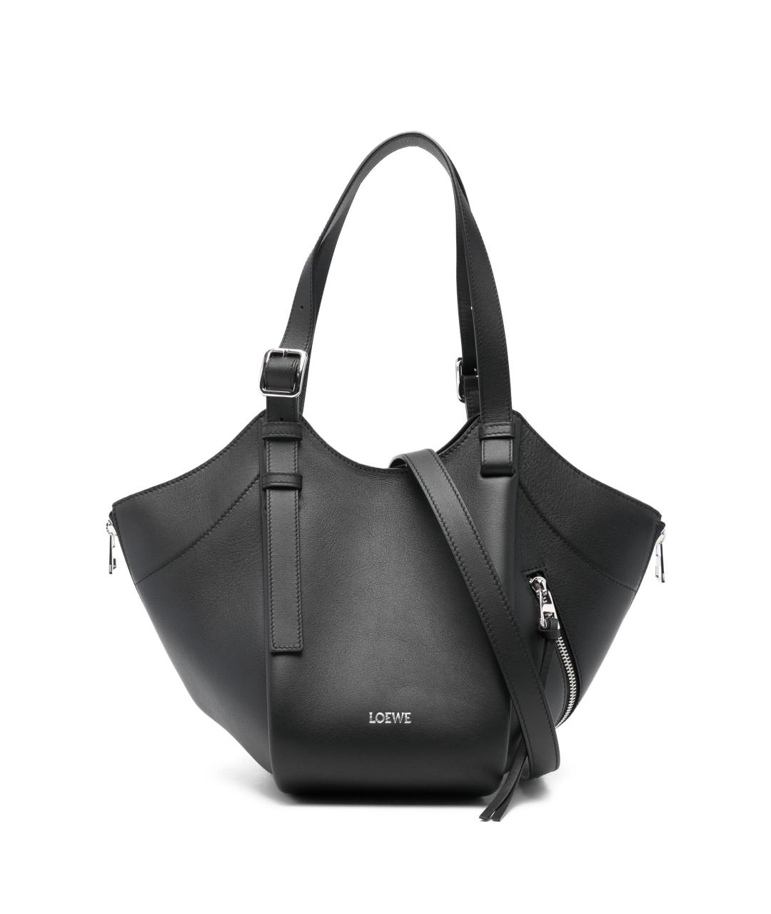 LOEWE Черная кожаная сумка тоут, фото 1