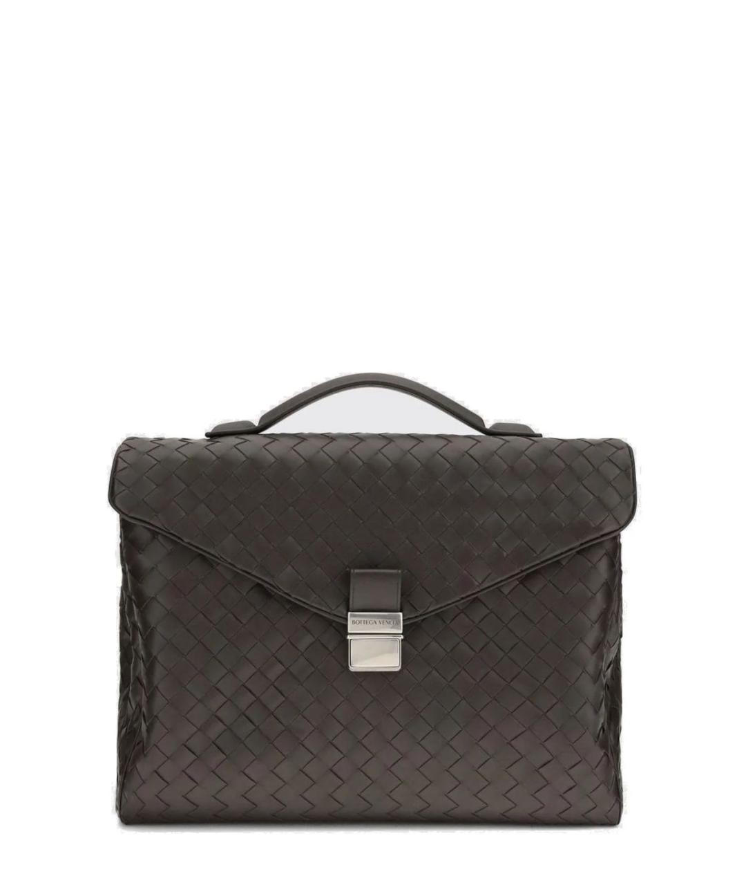 BOTTEGA VENETA Коричневый кожаный портфель, фото 1