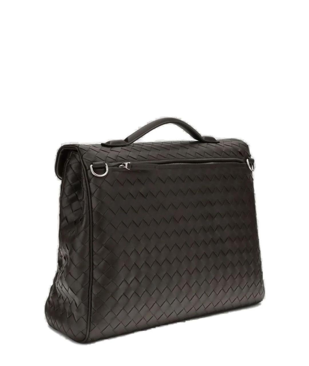 BOTTEGA VENETA Коричневый кожаный портфель, фото 2