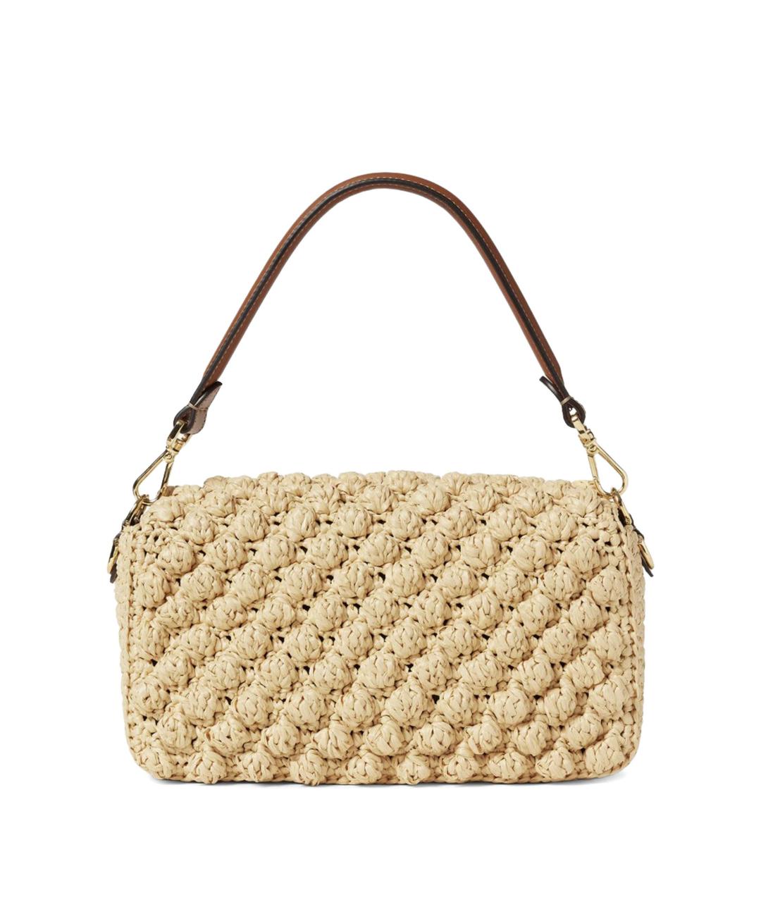 FENDI Бежевая пелетеная сумка через плечо, фото 2