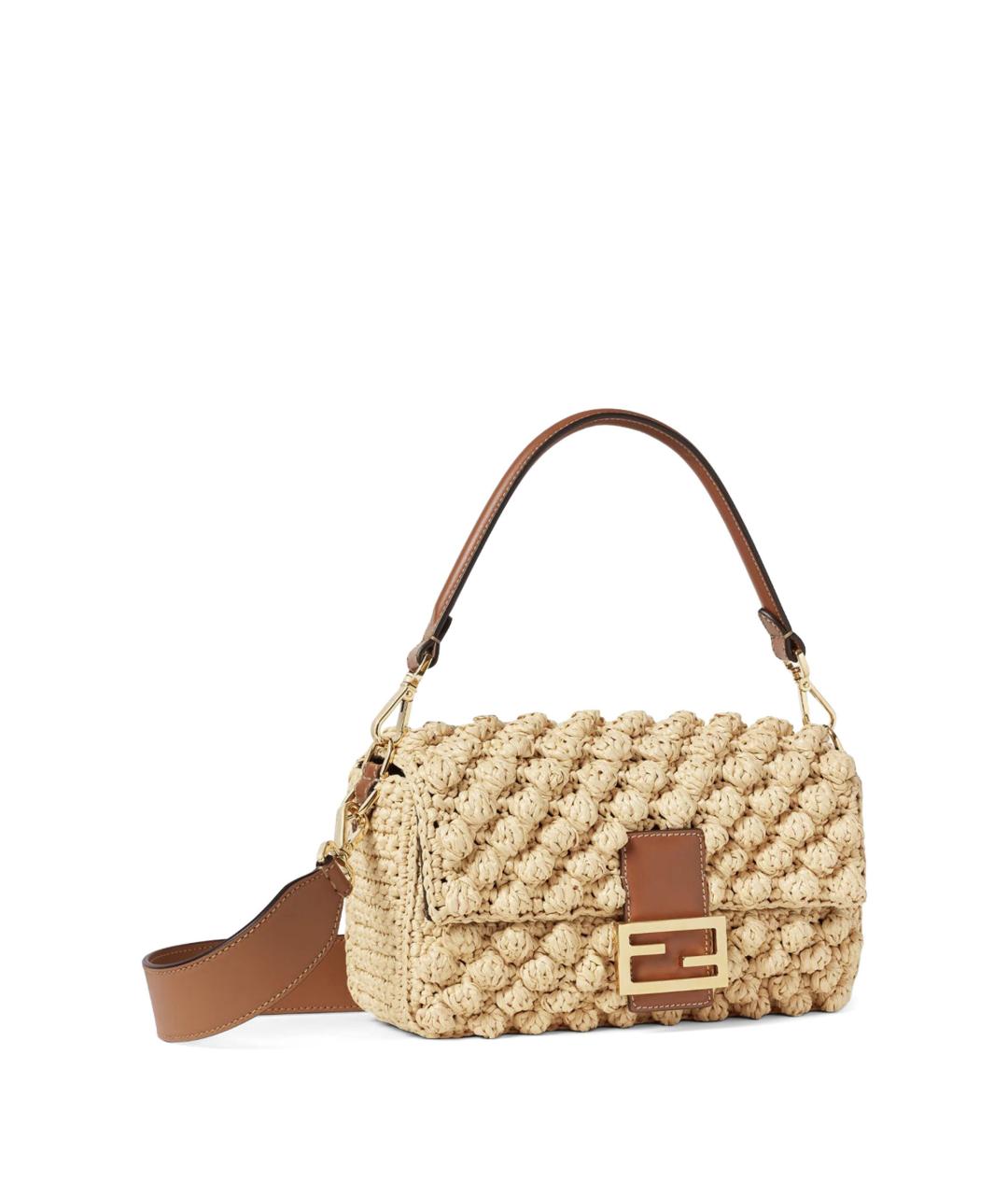 FENDI Бежевая пелетеная сумка через плечо, фото 5