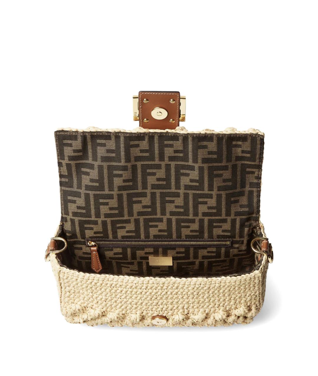 FENDI Бежевая пелетеная сумка через плечо, фото 3