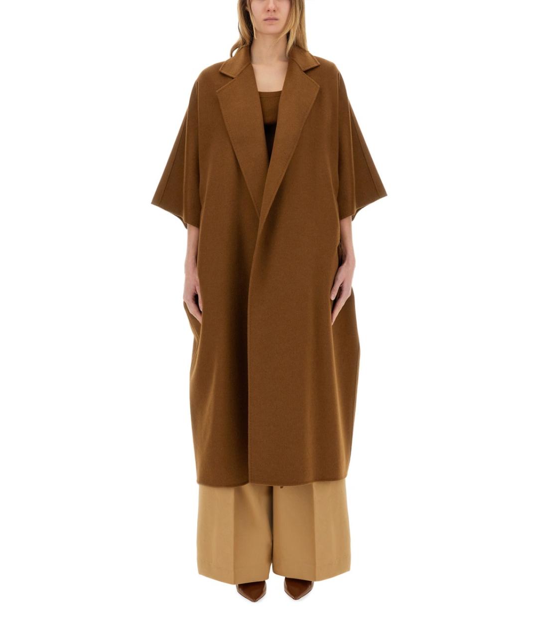 MAX MARA Коричневое шерстяное пальто, фото 1