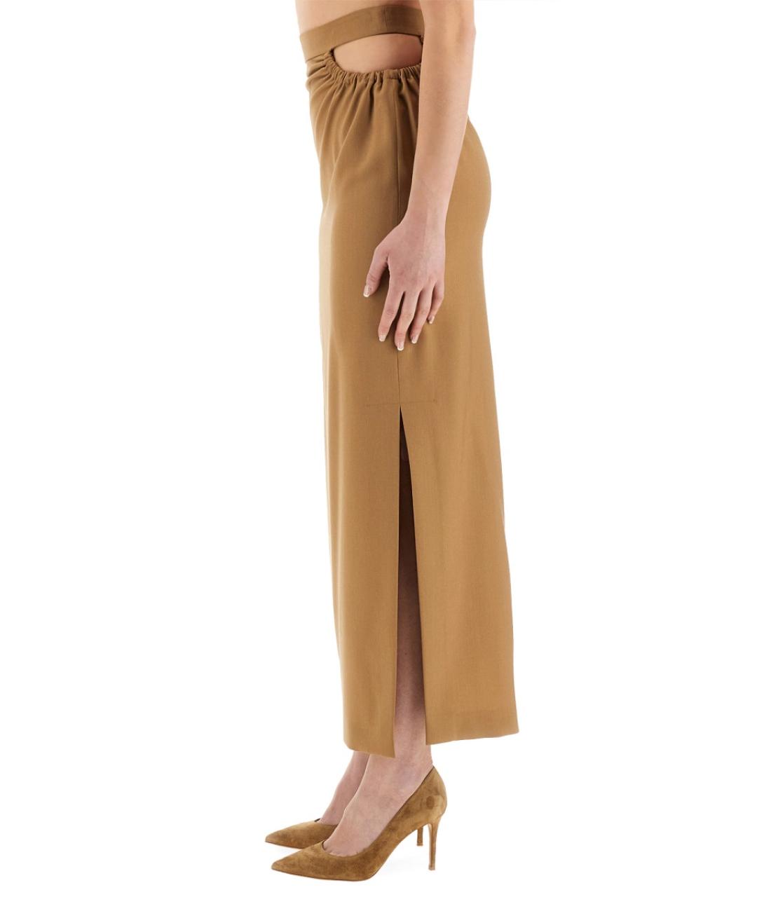 MAX MARA Бежевая шерстяная юбка макси, фото 3