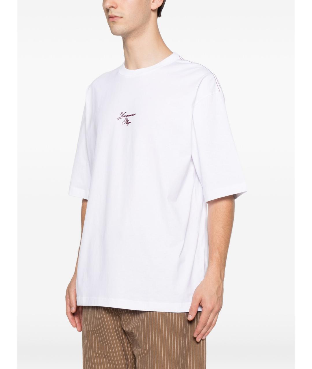JACQUEMUS Белая хлопковая футболка, фото 4