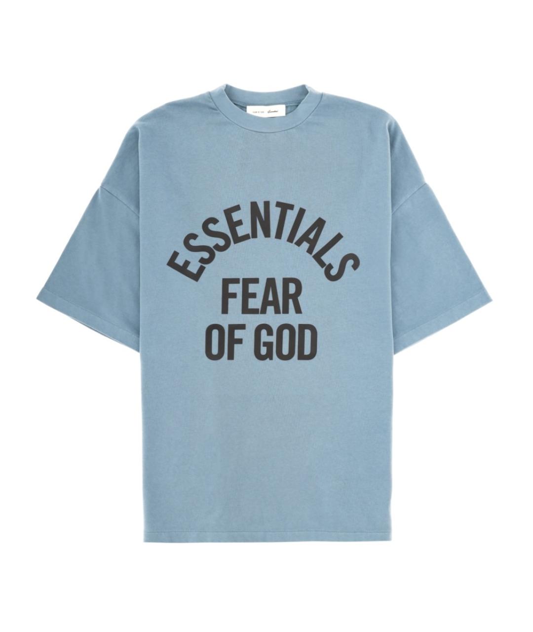 FEAR OF GOD ESSENTIALS Голубая хлопковая футболка, фото 1