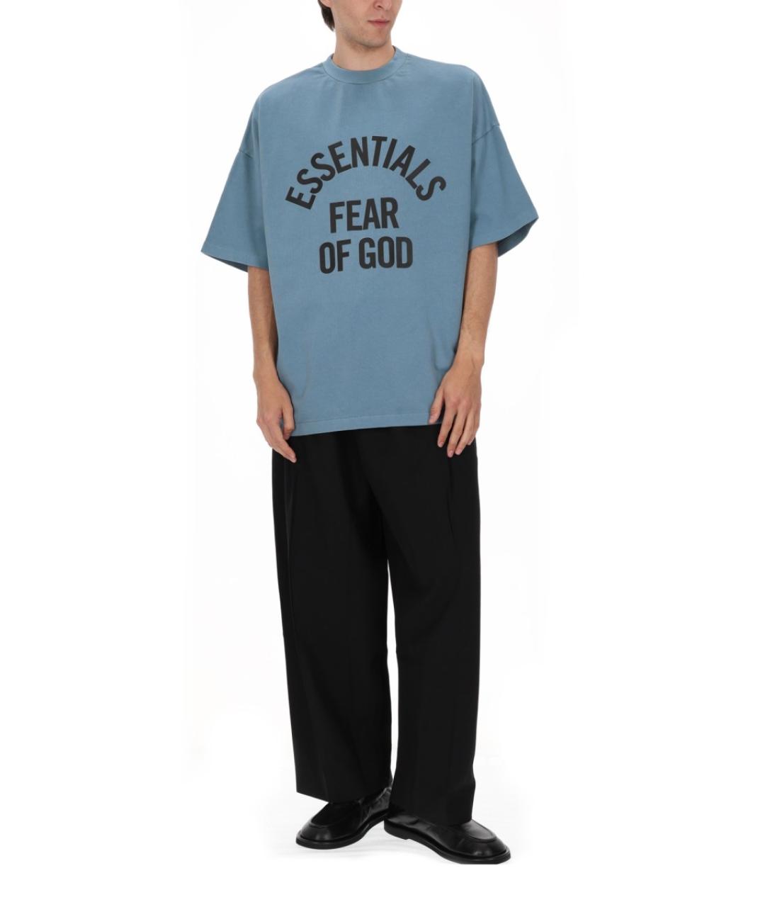 FEAR OF GOD ESSENTIALS Голубая хлопковая футболка, фото 2