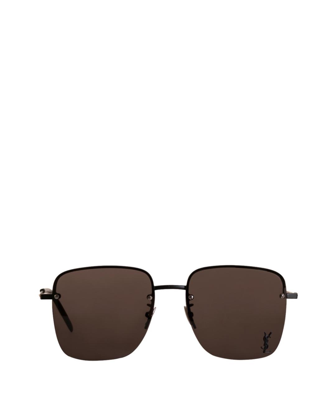 SAINT LAURENT Черные металлические солнцезащитные очки, фото 1