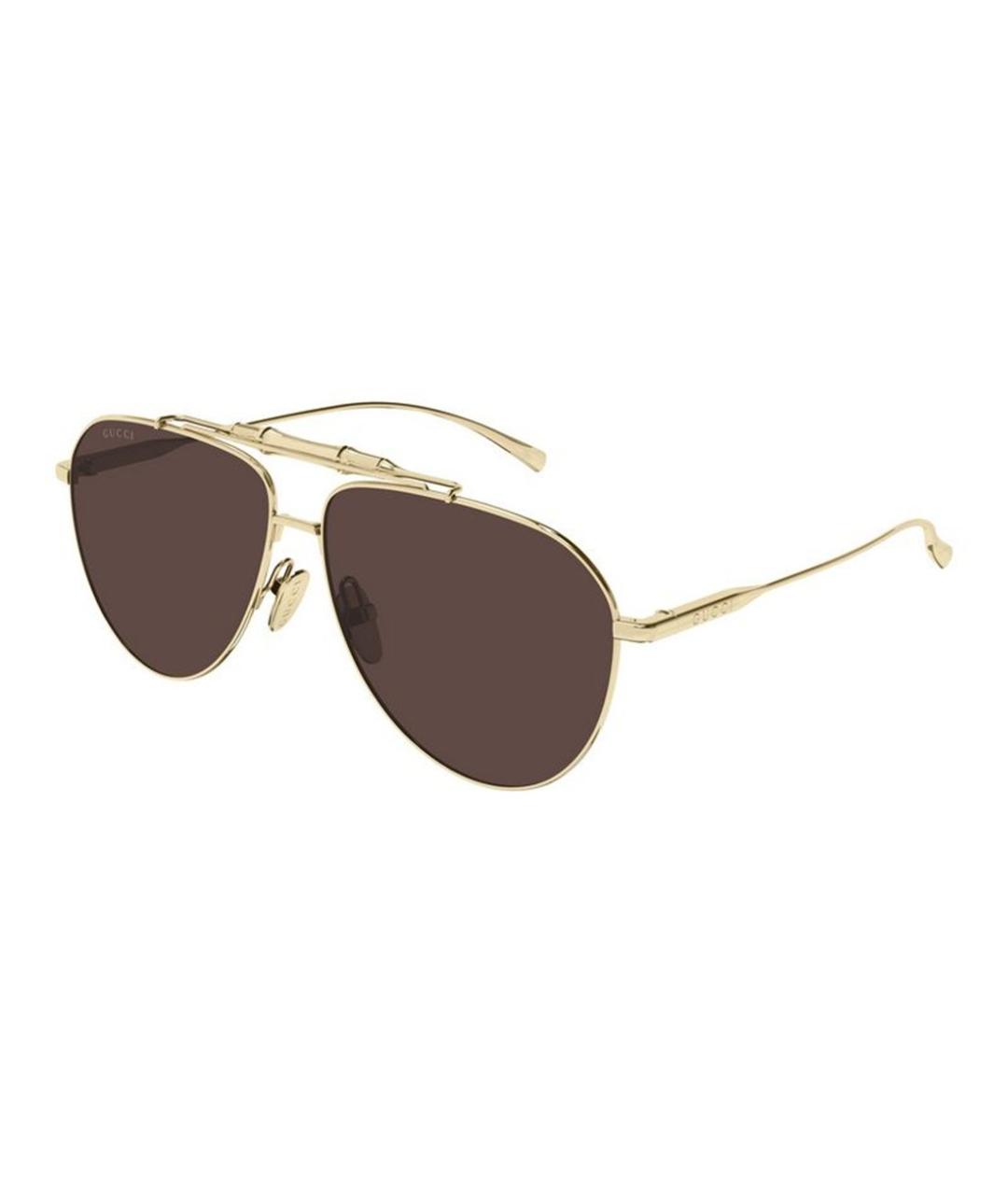 GUCCI Золотые металлические солнцезащитные очки, фото 1