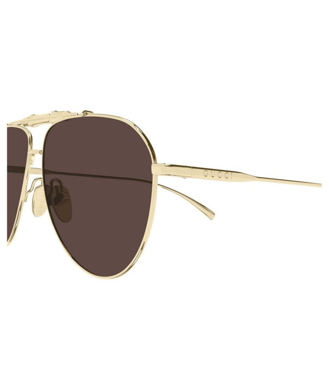 GUCCI Золотые металлические солнцезащитные очки, фото 3