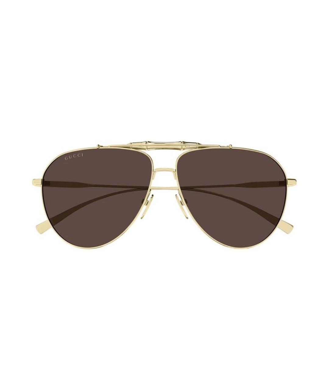 GUCCI Золотые металлические солнцезащитные очки, фото 2