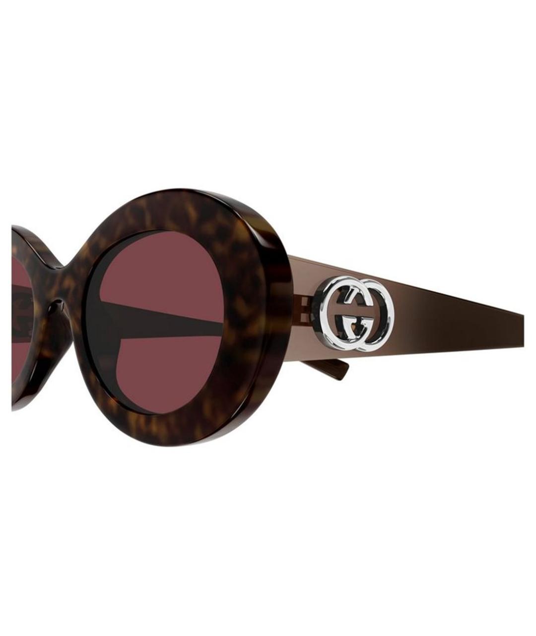 GUCCI Коричневые пластиковые солнцезащитные очки, фото 5