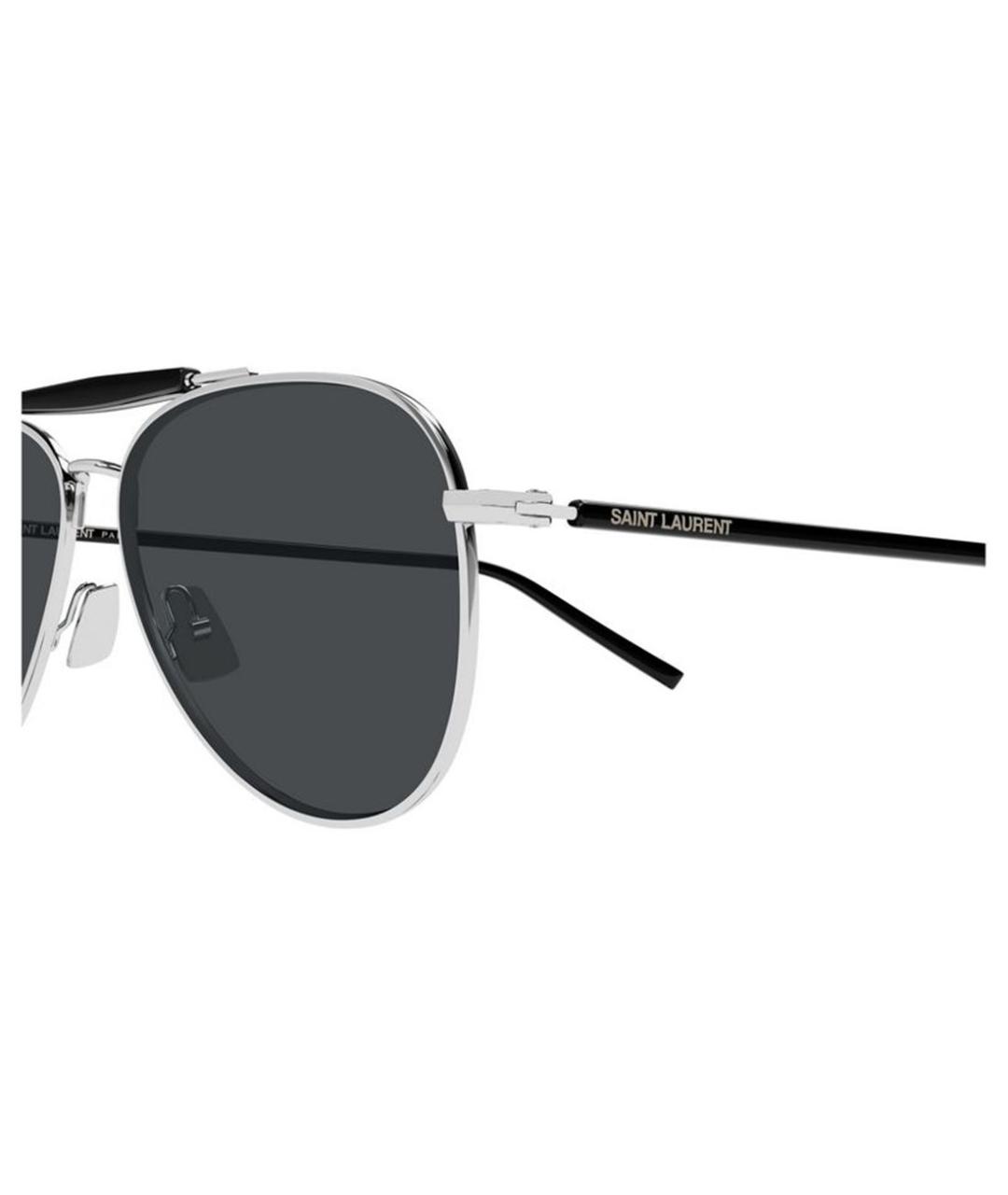 SAINT LAURENT Серебряные металлические солнцезащитные очки, фото 3