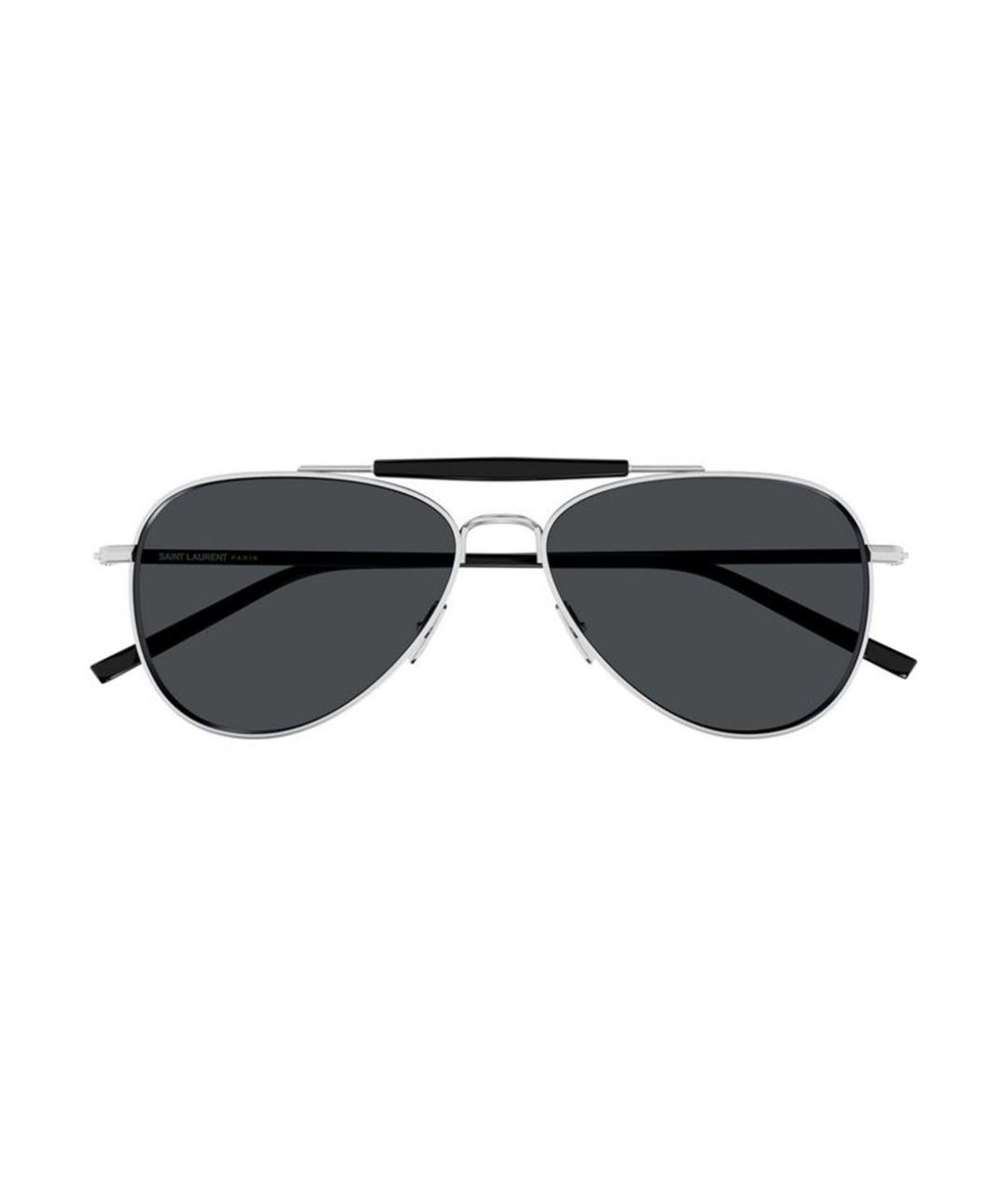 SAINT LAURENT Серебряные металлические солнцезащитные очки, фото 2