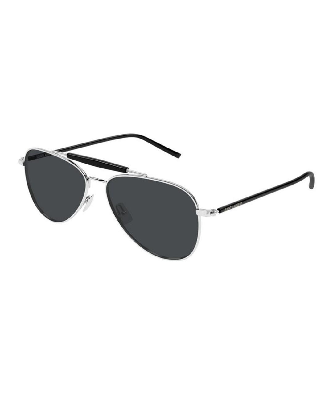 SAINT LAURENT Серебряные металлические солнцезащитные очки, фото 1