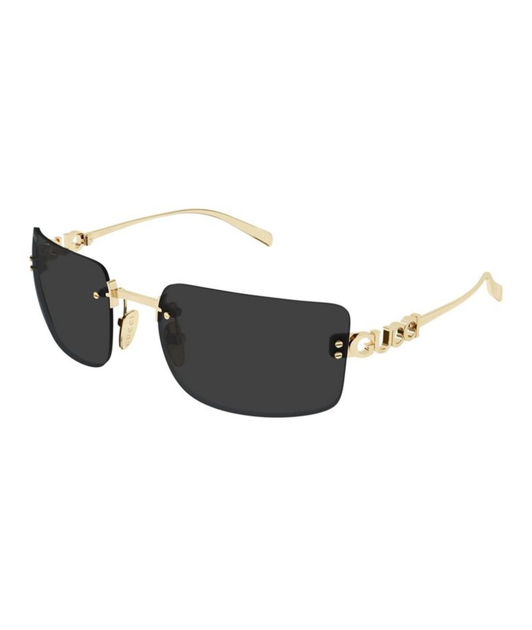 GUCCI Золотые металлические солнцезащитные очки, фото 1