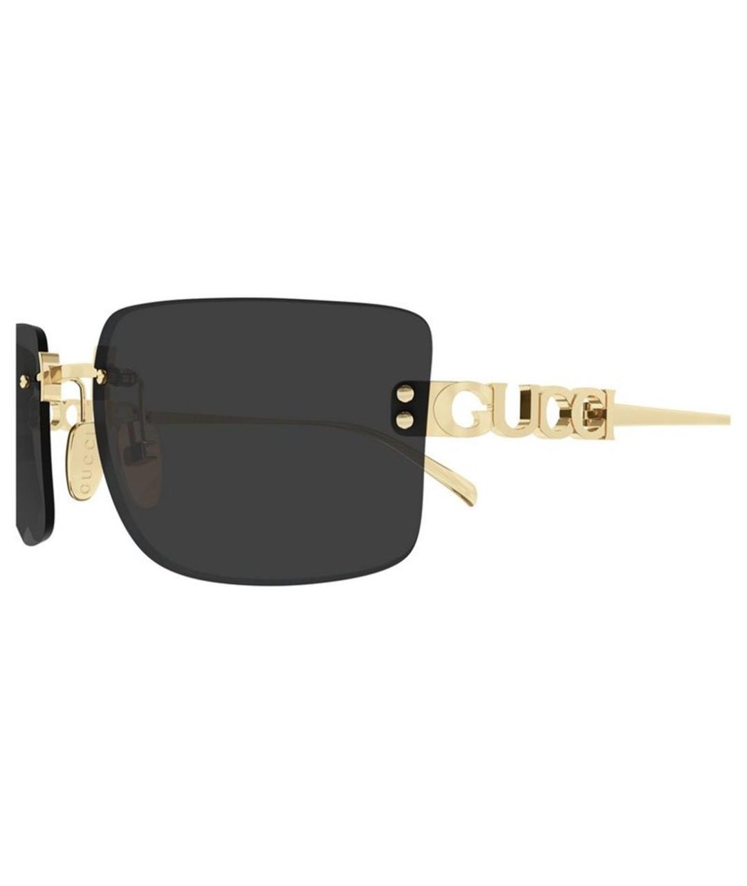 GUCCI Золотые металлические солнцезащитные очки, фото 3