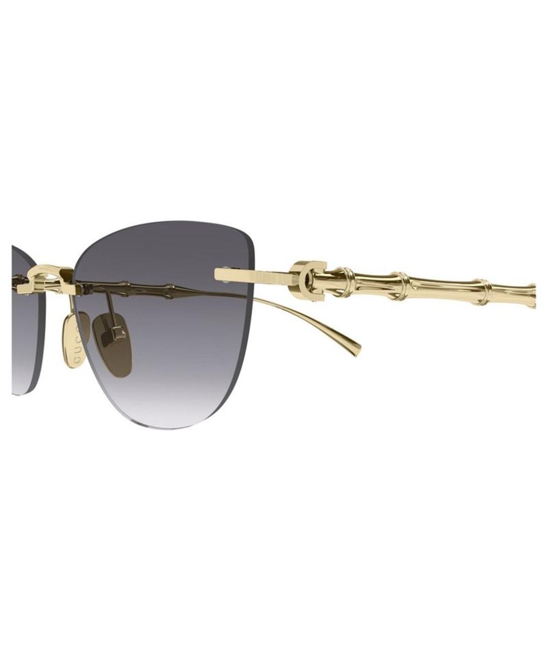 GUCCI Золотые металлические солнцезащитные очки, фото 3