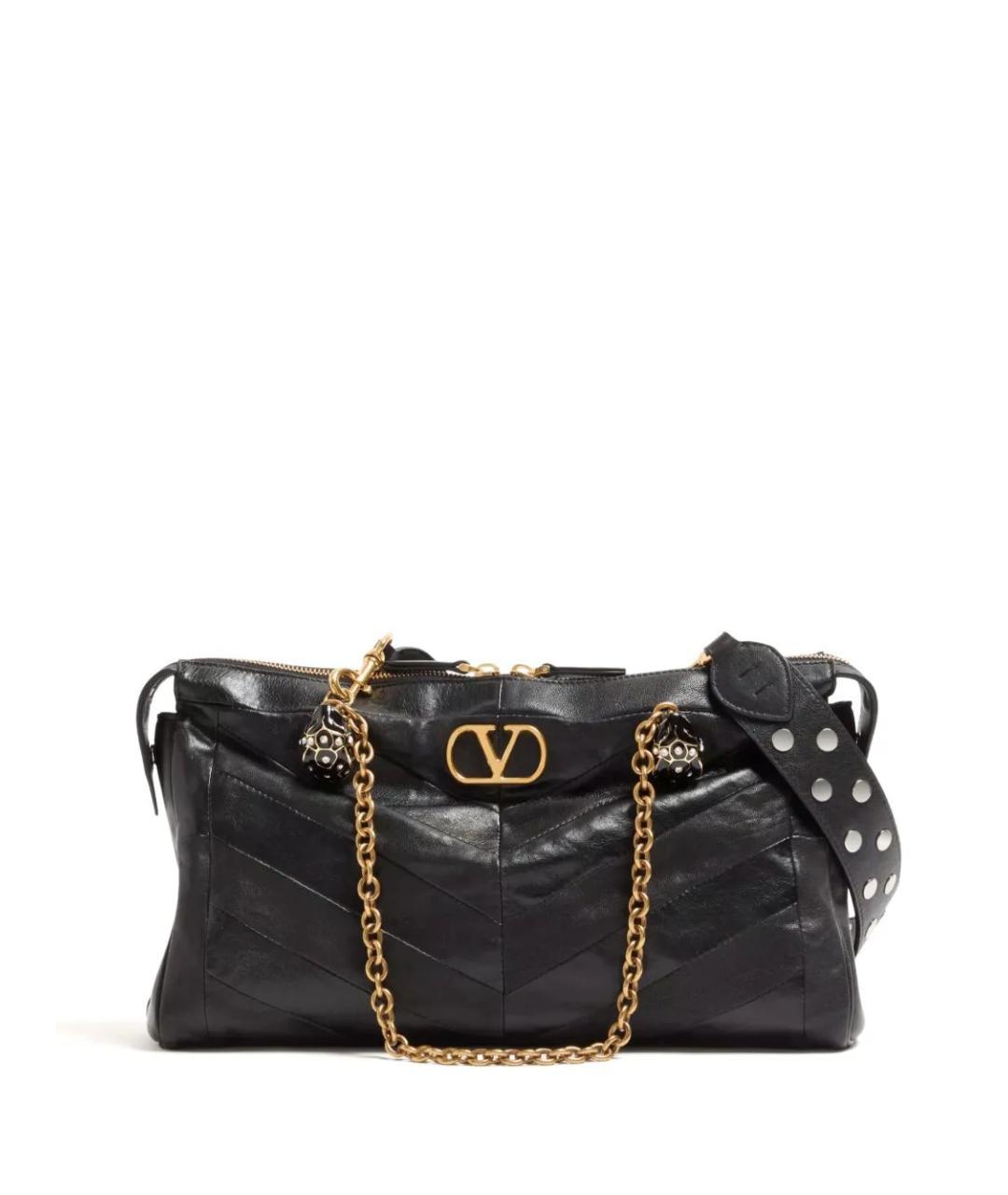 VALENTINO Черная кожаная сумка тоут, фото 1