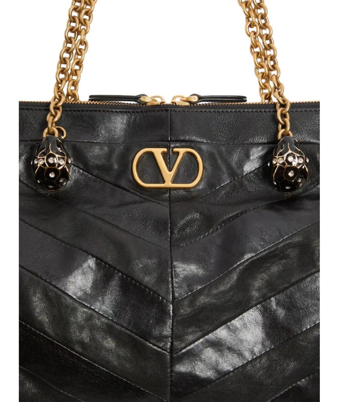 VALENTINO Черная кожаная сумка тоут, фото 3