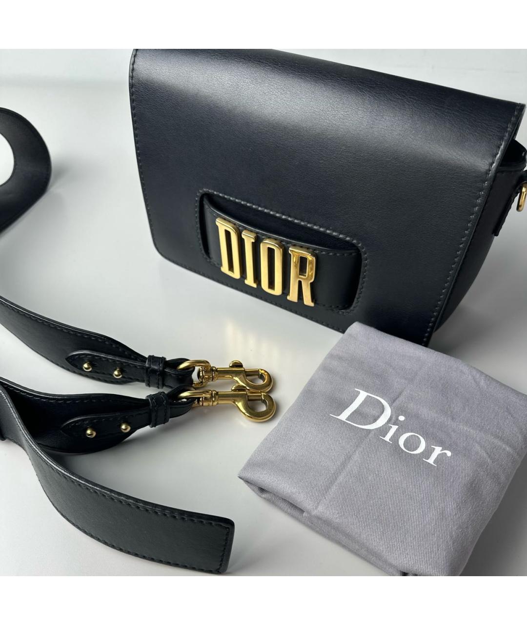 CHRISTIAN DIOR Черная кожаная сумка через плечо, фото 8