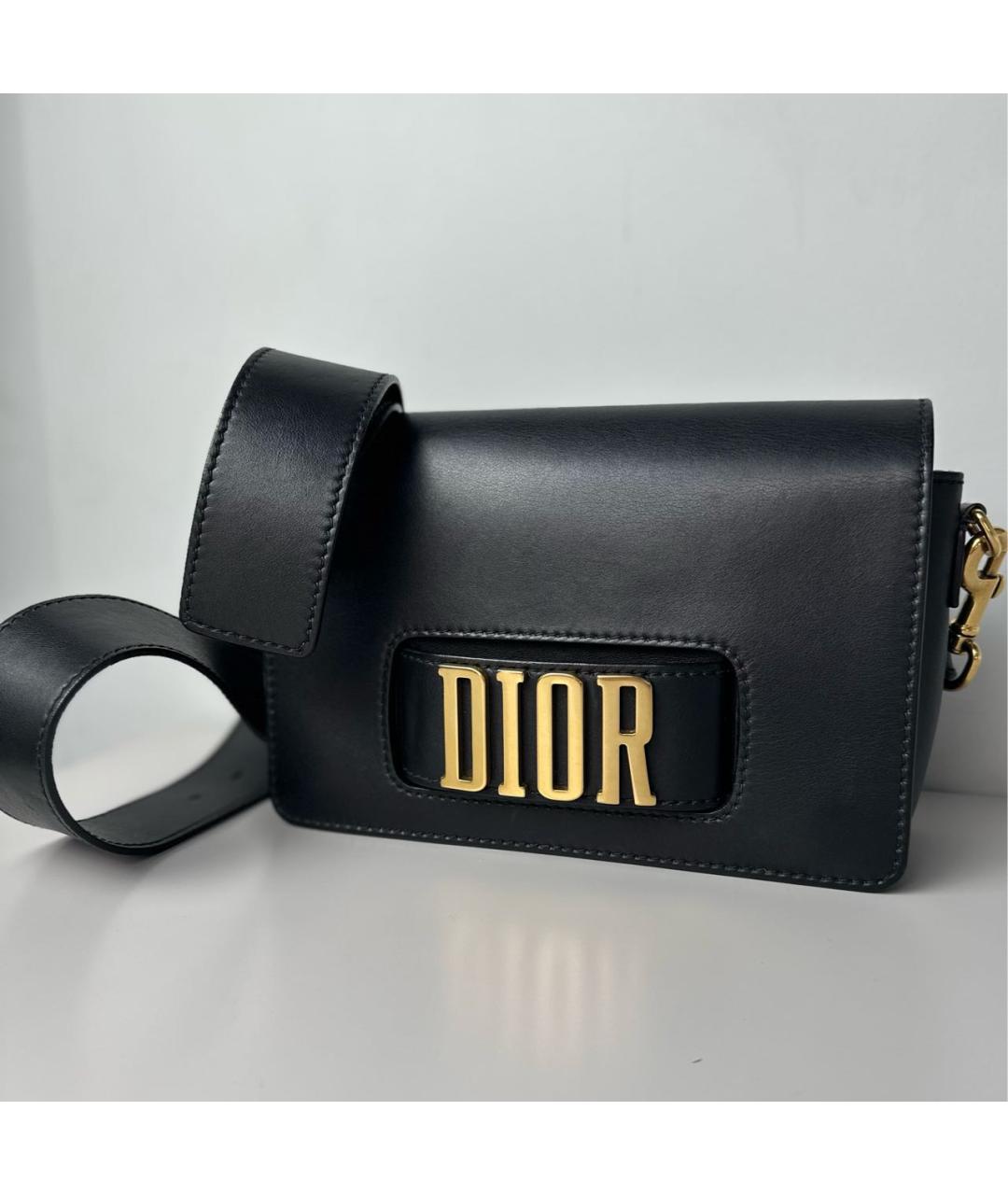 CHRISTIAN DIOR Черная кожаная сумка через плечо, фото 3
