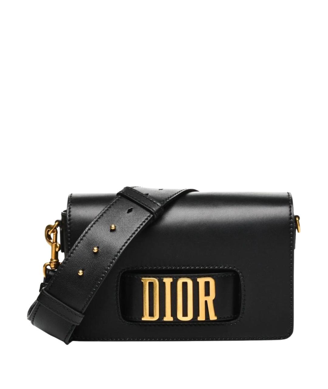 CHRISTIAN DIOR Черная кожаная сумка через плечо, фото 1