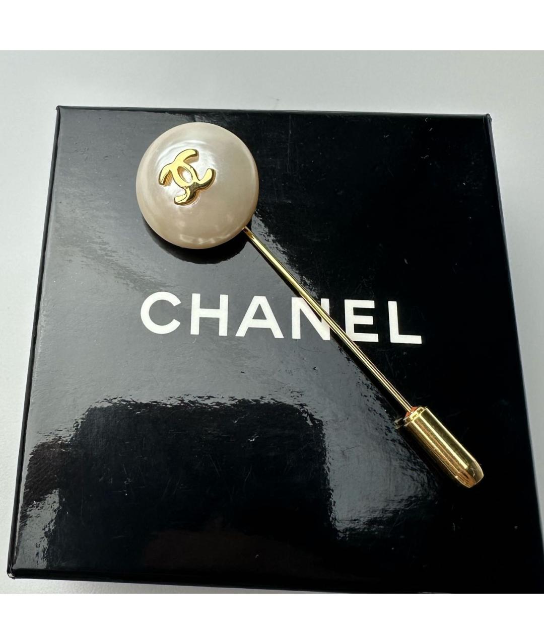 CHANEL Белая металлическая булавка / брошь, фото 9