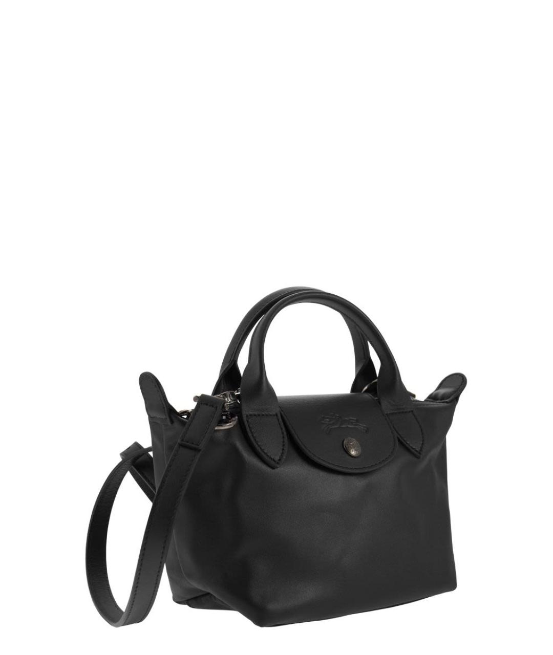 LONGCHAMP Черная кожаная сумка с короткими ручками, фото 4