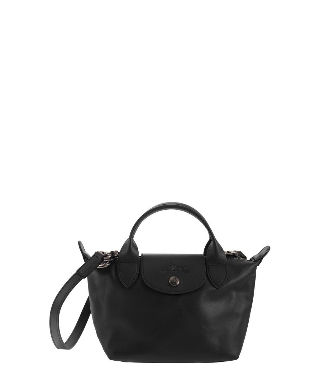 LONGCHAMP Черная кожаная сумка с короткими ручками, фото 1
