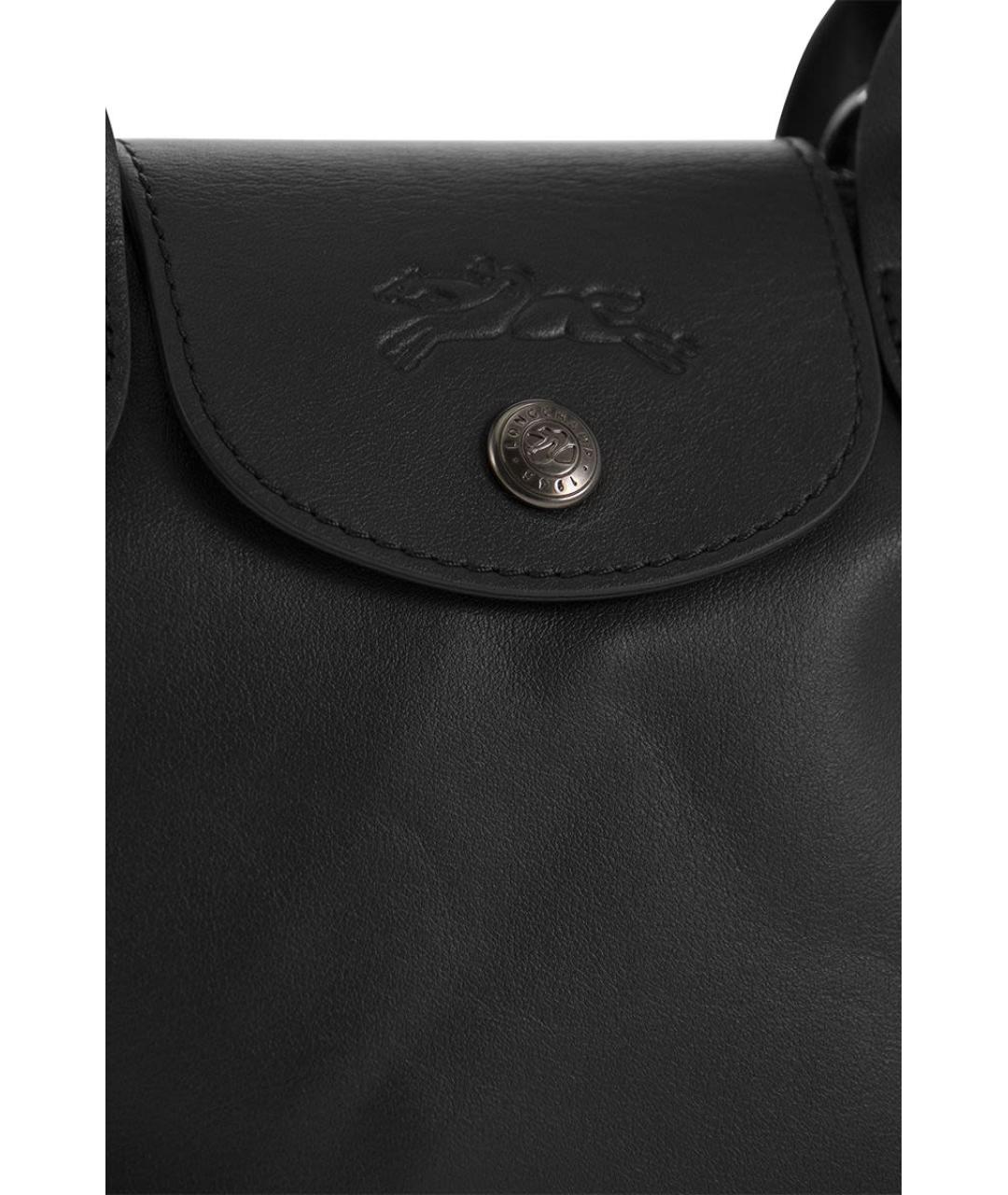 LONGCHAMP Черная кожаная сумка с короткими ручками, фото 5