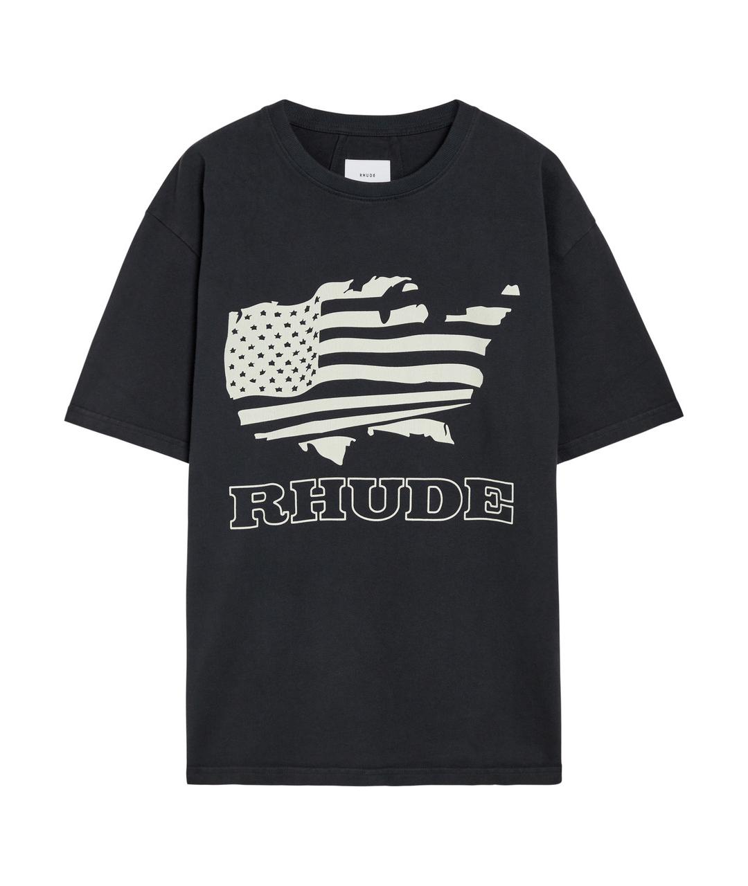RHUDE Черная хлопковая футболка, фото 1