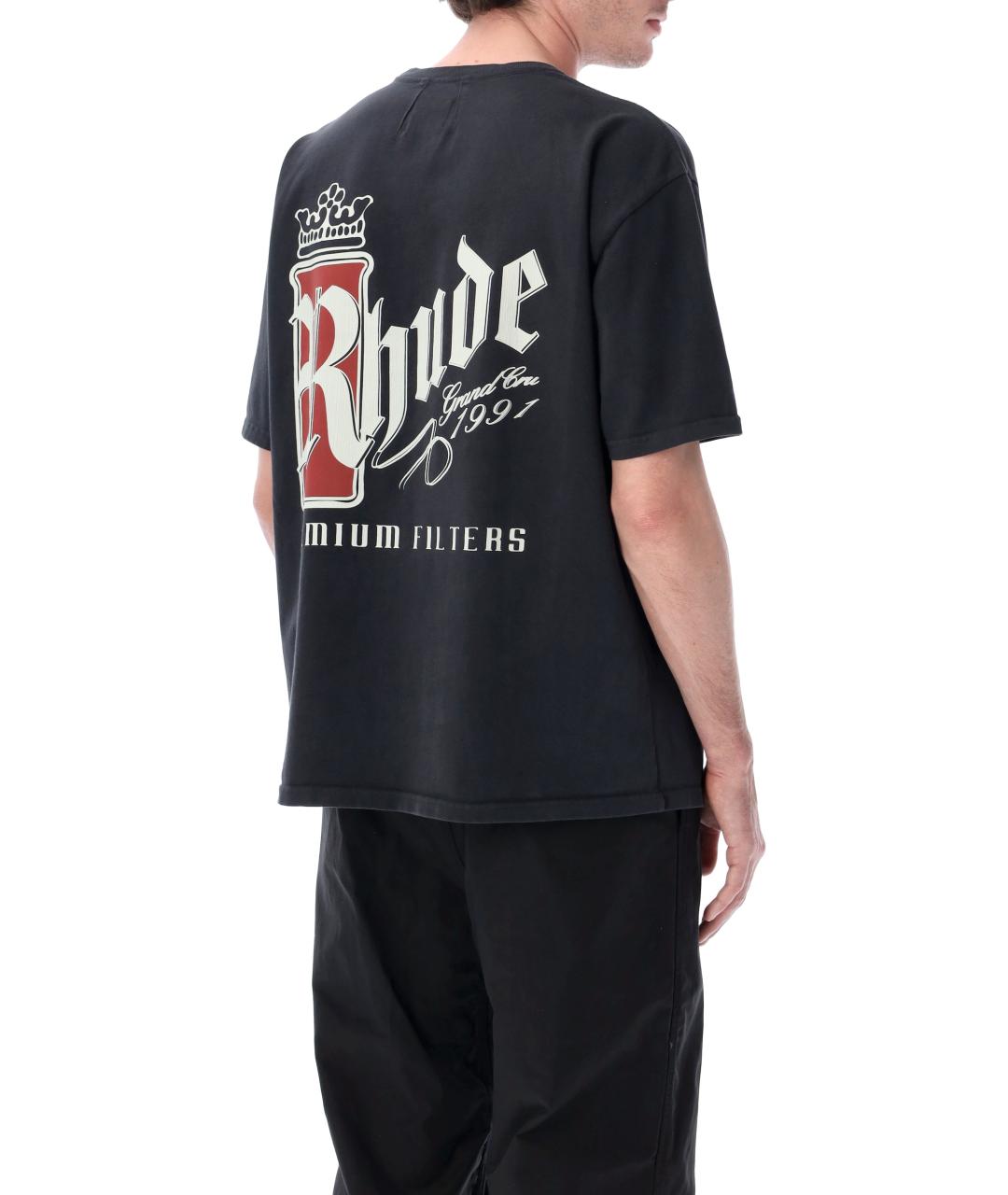RHUDE Черная хлопковая футболка, фото 2