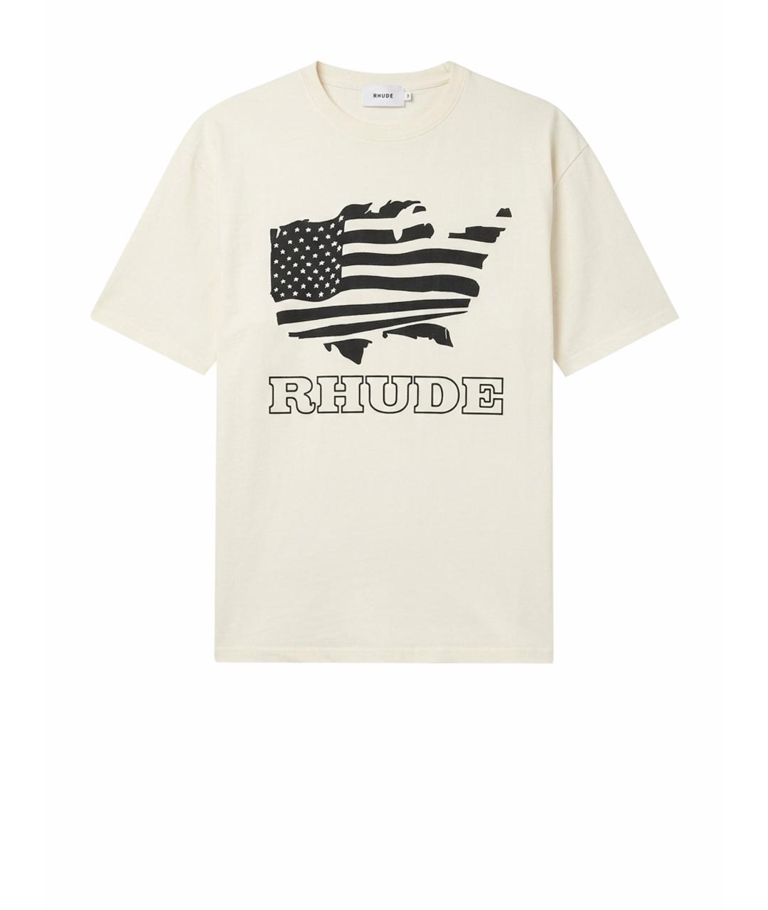 RHUDE Белая хлопковая футболка, фото 1